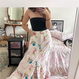 American Vintage Cream Wrap Maxi Skirt with Slit